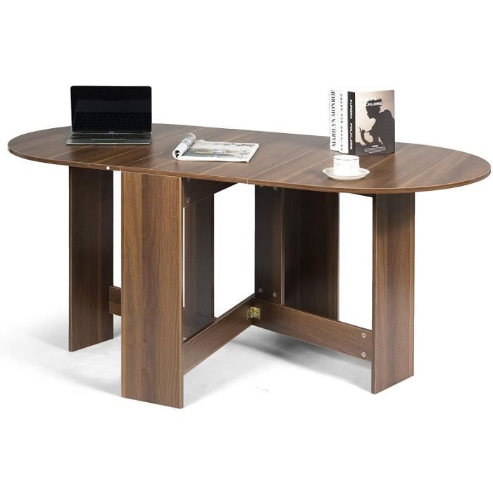 DREAMADE Table de Salle à Manger Pliable, Table Pliante de Cuisine Multifonctionnelle avec Plateau Ovale, Économie d'Espace & Ut65