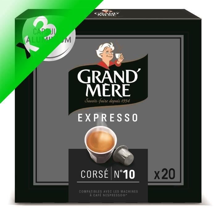 Lot de 3 - Café Capsules Grand Mère Expresso Corsé x20, en aluminium compatibles avec le système Nespresso -104g