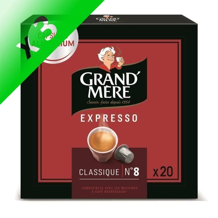 Lot de 3 - Café Capsules Grand Mère Expresso Classique x20, en aluminium compatibles avec le système Nespresso x20 -104g