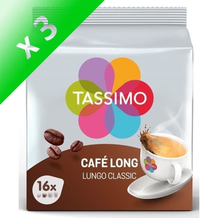 Lot de 3 - Tassimo café long café en dosettes x16 - 107 g