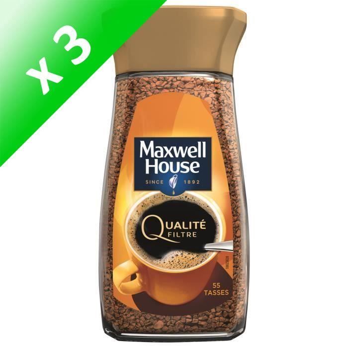 Lot de 3 -Maxwell House Qualité Filtre café soluble bocal - 100 g