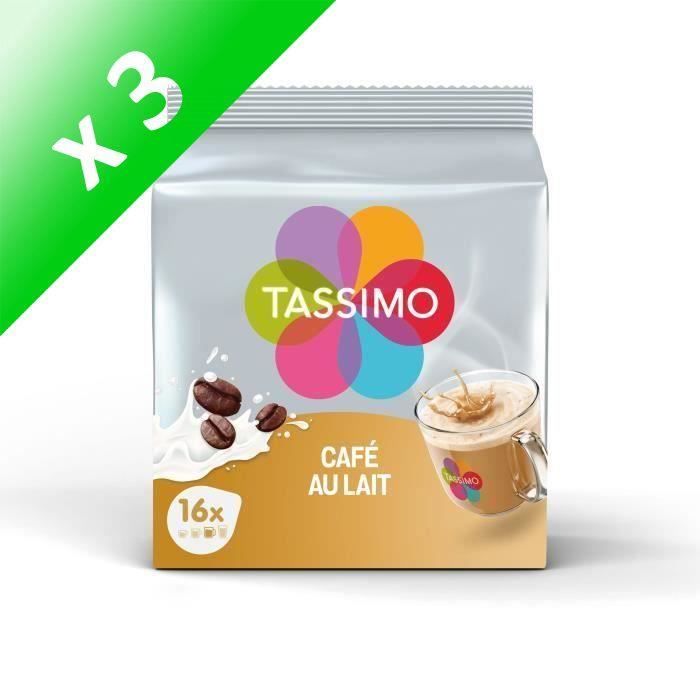 Lot de 3 - Tassimo Café au Lait en Dosettes x 16 - 184 g