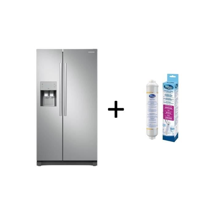 Pack SAMSUNG Réfrigérateur américain - 501 L (357 + 144 L) Inox + PACK Filtre Universel USC100 et Thermomètre TER214 WPRO