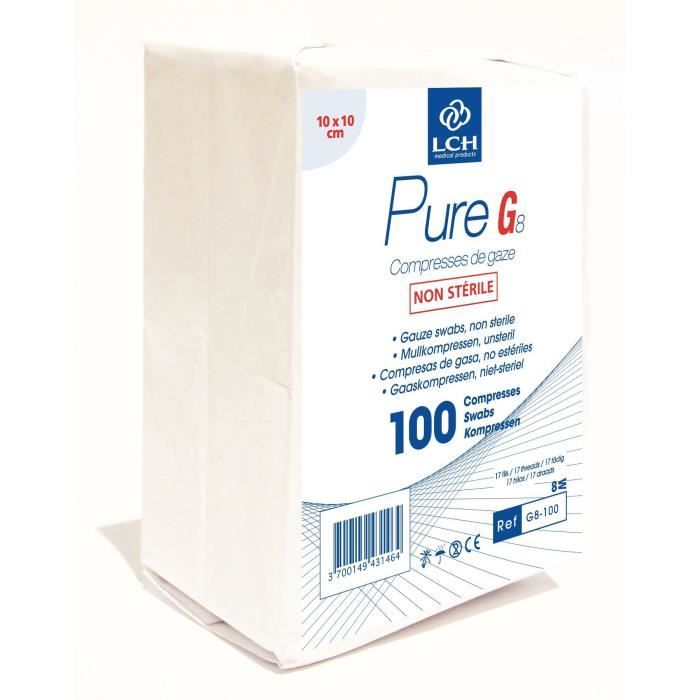 Lot de 50 boites de 100 Compresses de gaze PURE 10x10 cm