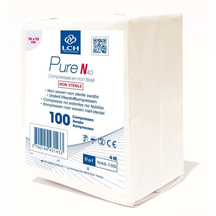 Lot de 5000 Compresses (50x100) PURE non tissé non stérile 40g - 10x10 cm