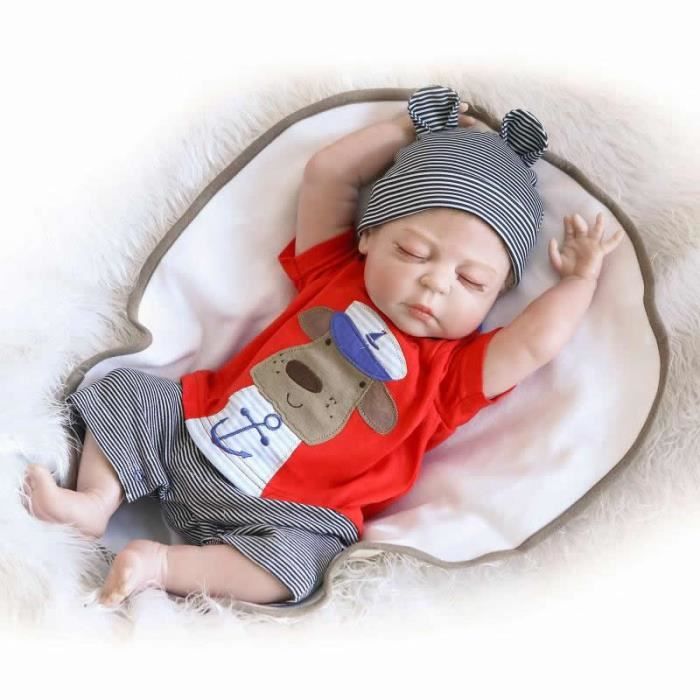 23 pouces Realistic Reborn Babies Full Silicone Vinyl Lifelike Boy Body Baby Dolls avec yeux fermés Kids Sleeping Toy