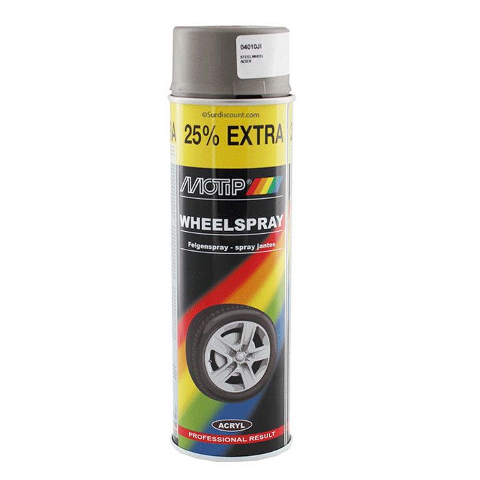 Bombe de peinture Motip Acier spécial jante 500ml M04010 auto pour moto scooter
