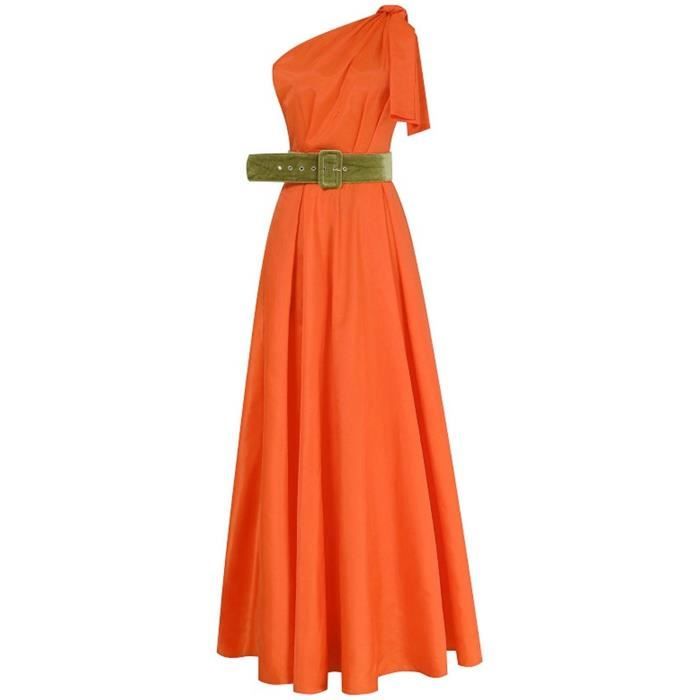 Robe Cardigan À Épaules Dénudées Pour Femmes De Soirée Formelle Orange Solide