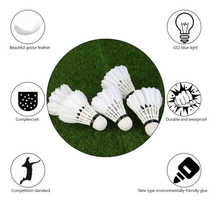 FOXNOVO 5pcs LED Badminton Volants(Bleu clair) VOLANT DE BADMINTON