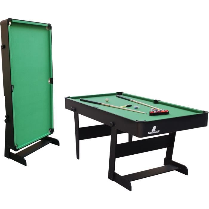 Cougar Table de Billard Hustle L | Table de Billard pliable 5ft noir / vert pour l'intérieur | Accessoires inclus