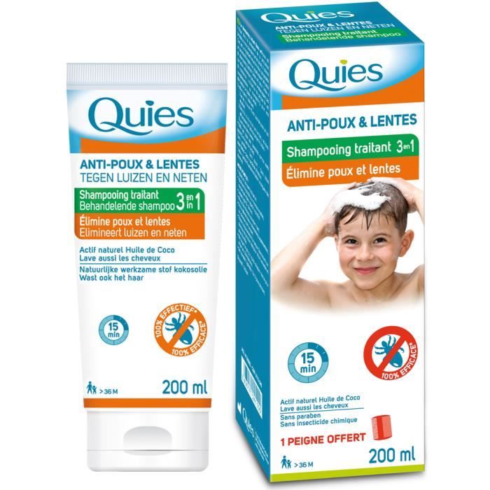 Quies Anti-Poux amp Lentes Shampooing Traitant 3 en1 200ml