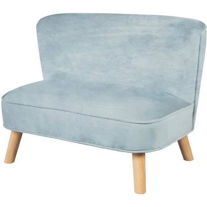 ROBA Canapé enfant -Lil Sofa- avec pieds en bois stables et un tissu de velours bleu clair