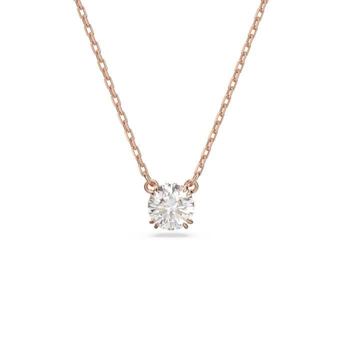 Collier femme - SWAROVSKI - Pendentif Swarovski Constella rosé rond blanc - Couleur de la matière:Rose