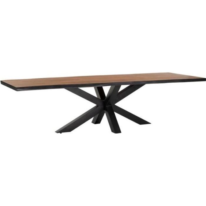 Table de repas rectangulaire Bois brut/Noir - SOMONE - L 300 x l 94 x H 78