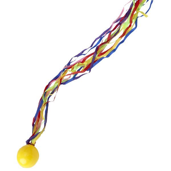 Ballon comète jaune avec rubans multicolores