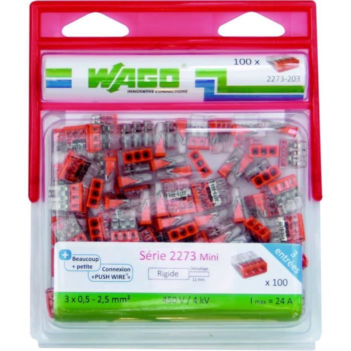 WAGO Blister de 100 bornes 2273 3 entrées