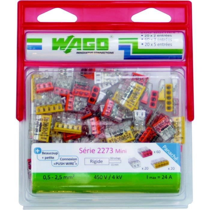 WAGO Pack de 100 bornes 2273 20 x 2 entrées + 60 x 3 entrées + 20 x 5 entrées