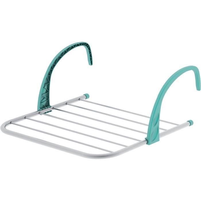 WPRO DRB100 Mini séchoir à linge pour balcon, radiateur et haut de porte. 5 m d'étendage. En aluminium antirouille