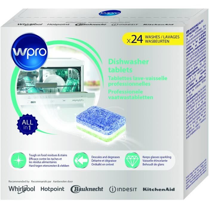 WPRO TAB100 24 tablettes tout en 1 pour lave-vaisselle