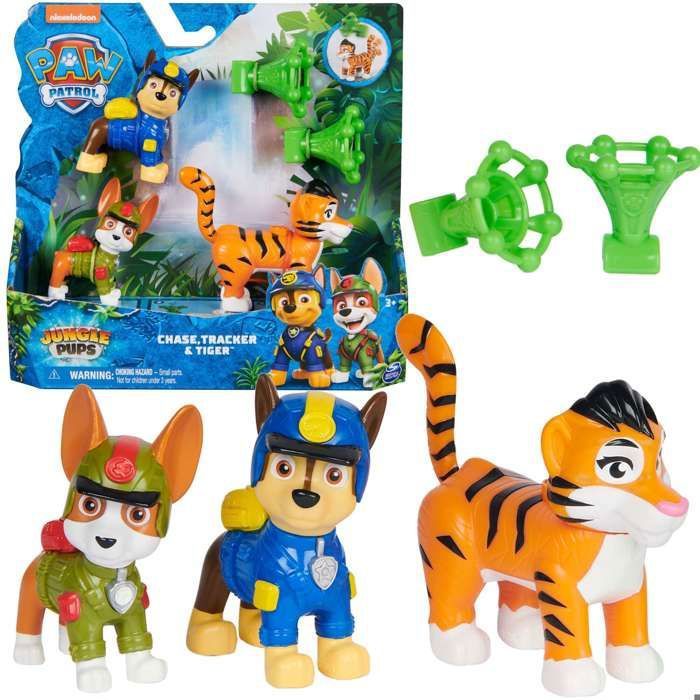 Ensemble PatPatrouille Jungle Pups figurines Chase Tracker + accessoires