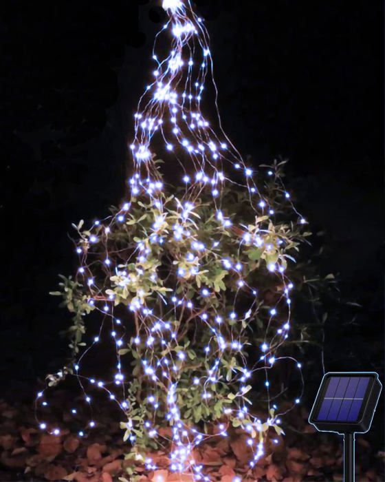 Guirlande Lumineuse Solaire Père Noël Arrosoir - IP65 étanche, LED Blanc Chaud/couleur Changeante - Décoration Noël Extérieure - 4