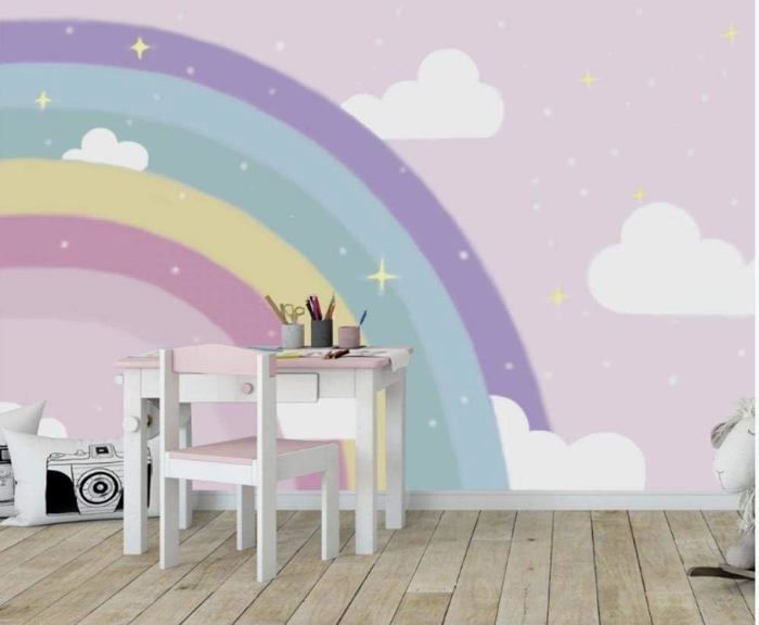 Papier Peint 3D Arc en ciel de dessin animé 300 cm x 210 cm Mural ...