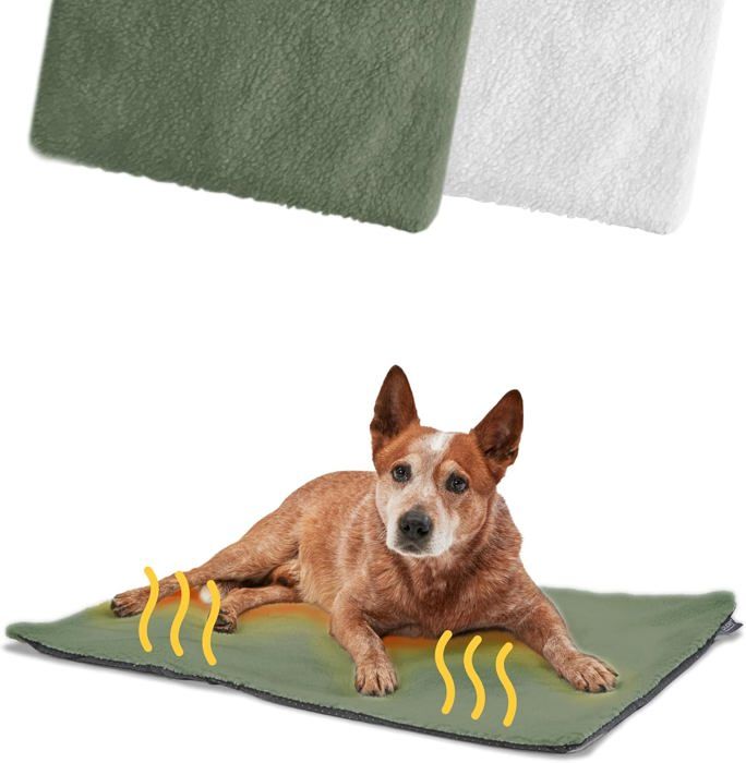 Comparer les prix de PiuPet Panier Chien Auto-Chauffant I 90x60cm I sans électricité I Tapis Chien I Innovant & écologique | Lit Chien (Vert)