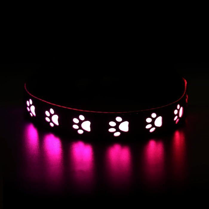 Comparer les prix de Collier Chien Lumineux Collier LED pour Chien 3 Modes, USB Rechargeable Etanche Ceinture Réglable Collier en Nylon ,Rose S