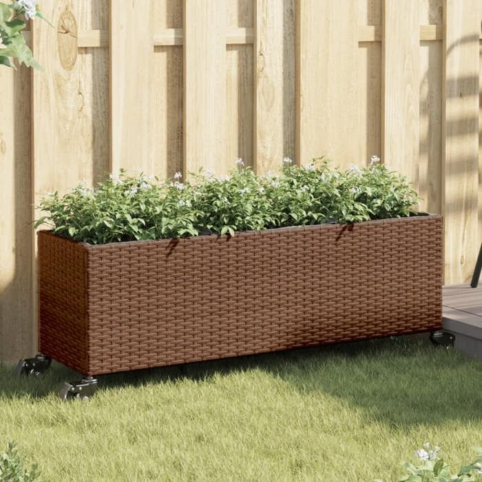 vidaXL Jardinière avec roulettes et 3 pots - vue 2