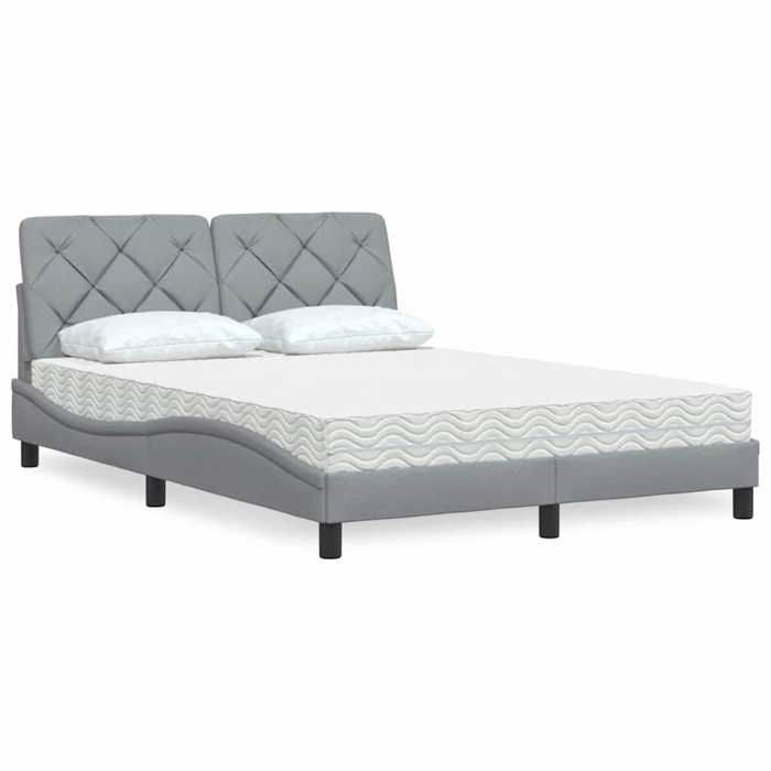 vidaXL Lit avec matelas gris clair 120x200 cm tissu 3310727