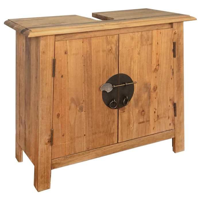 Armoire de salle de bain-Meuble de rangement pin massif 70x32x63 cm