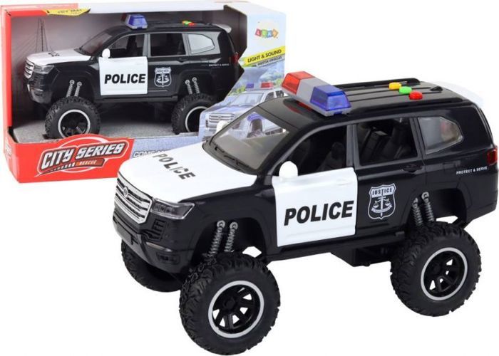 Voiture electrique Leantoys - 16936 - Véhicule tout-terrain Raptor Police Noir Ouverture de porte Lumière sonore