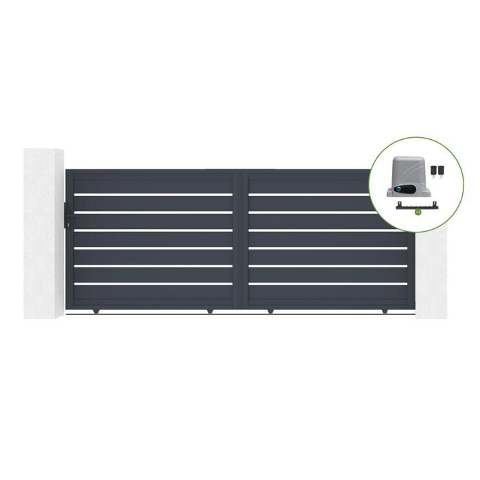 Lot portail coulissant et motorisation - Casanoov - VOGEL - 35m H.145cm - Gris - Aluminium / Motorisation RANGER C300