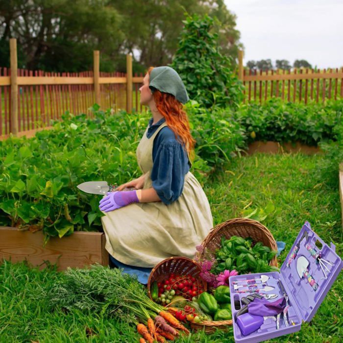 Coffret de 18 outils de jardinage multicolores en acier inoxydable cadeaux de jardinage pour femmes