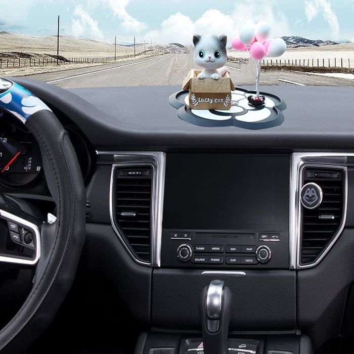 Décorations Tableau De Bord Voiture - Figurine Chat Dansante Acrylique 2D, Tête Bougeante - Accessoire Déco Humoristique Pour Intérieur Auto Ou Bureau