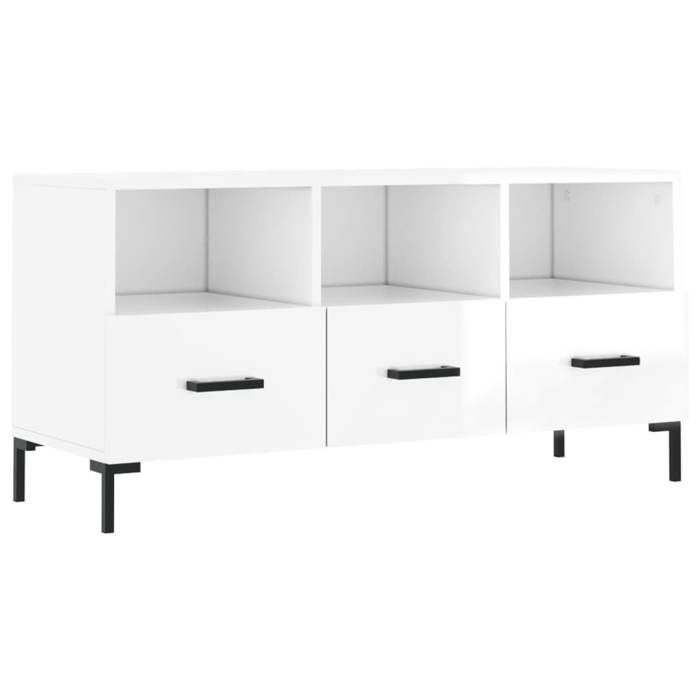 Meuble Tv 170x37x47cm, Meuble Télé Avec 3 Portes, Rangement, Meuble De Salon, Panneau De Particules, Blanc