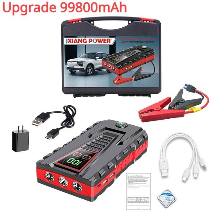 Booster Batterie Voiture 5000A - 26800mAh - Démarre Jusqu'à 8L Essence/6.5L Diesel - Ports QC3.0 Et LED - Portable Et Sûr
