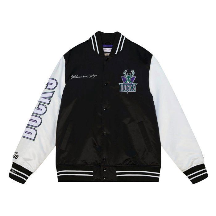 Veste Varsity Satin - MITCHELL & NESS - NBA Milwaukee Bucks - Noir - Vert - Homme