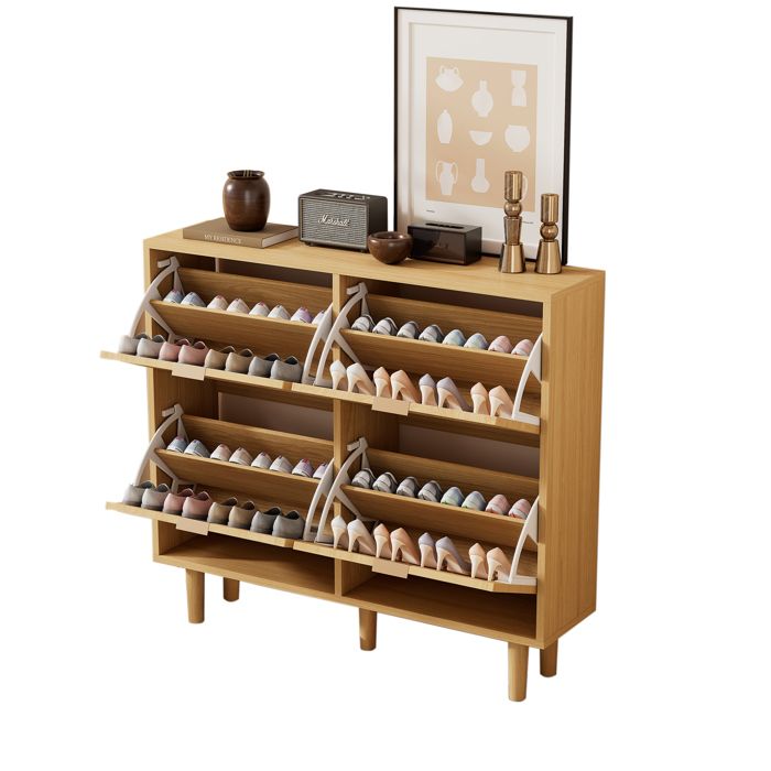 Armoire à chaussures Design neuf de haute qualité avec 4 tiroirs armoire à chaussures en rotin avec poignée en métal étagère