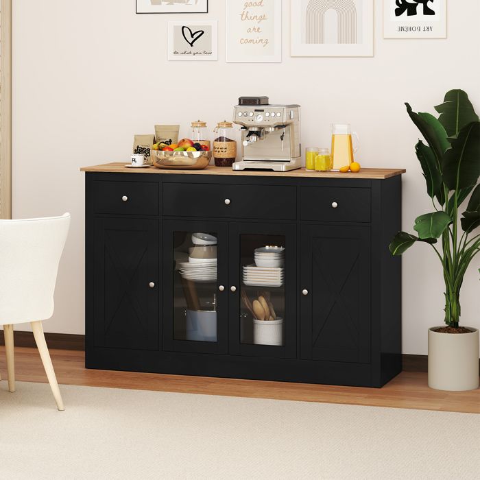 Buffet de cuisine avec éclairage LED et prises intégrées | Maisons du Monde