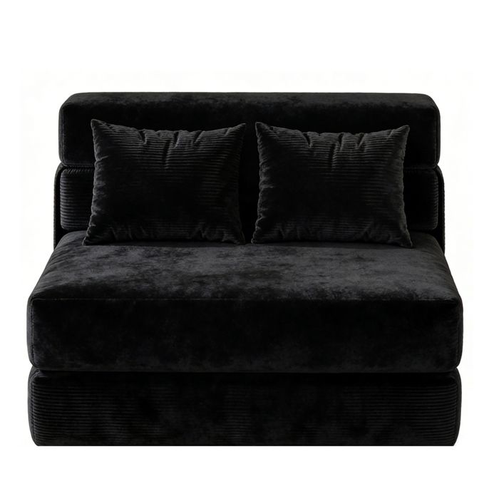 2-en-1 Convertible Canapé en Velours côtelé avec Fonction - Canapé-lit Pliable pour Salon & Chambre à Coucher-NOIR