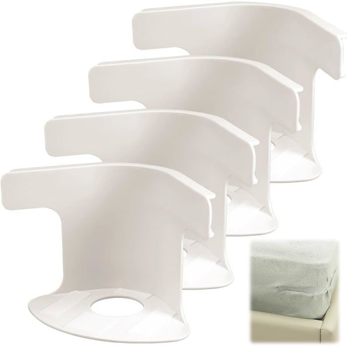 Attaches Drap Lit Universel Lot de 4 Blanc - 4 pièces blanc universel - fixation housse matelas anti-derapant sangle coi Aucunely