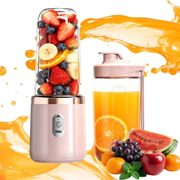 Blender portable petit verre à jus 400 ml rechargeable 6 lames en acier inoxydable en PC rose Blender portable petit verre à jus 400 ml rechargeable 6 lames en acier inoxydable en PC rose