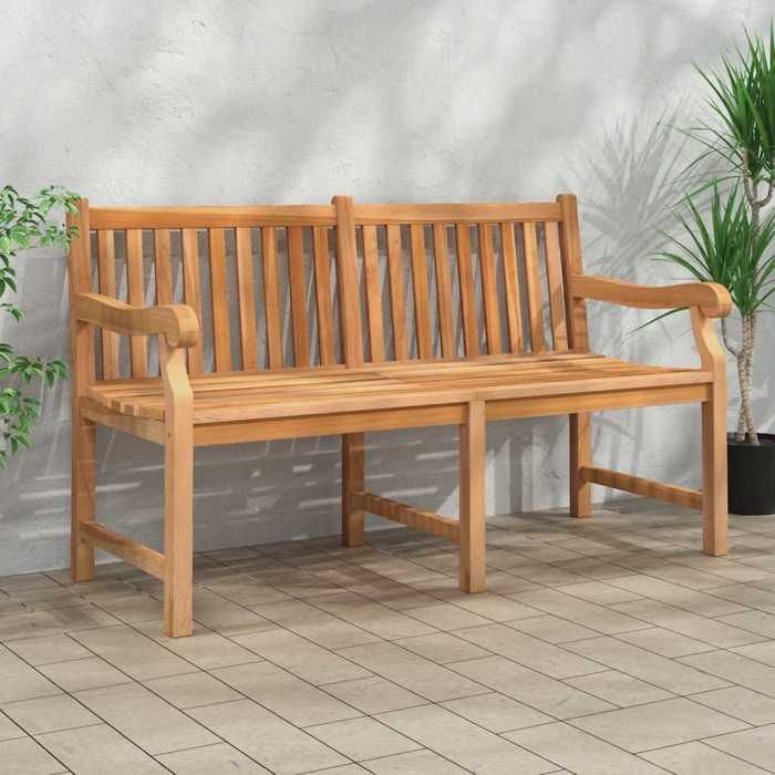 Banc de jardin en teck - vidaXL - 150x69x92 cm - Bois de teck massif - Résistant aux intempéries - Brun