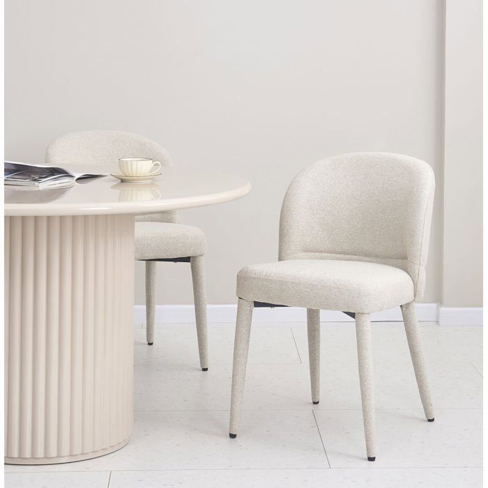 Chaise de salle à manger – COASES – tissu bouclé – beige