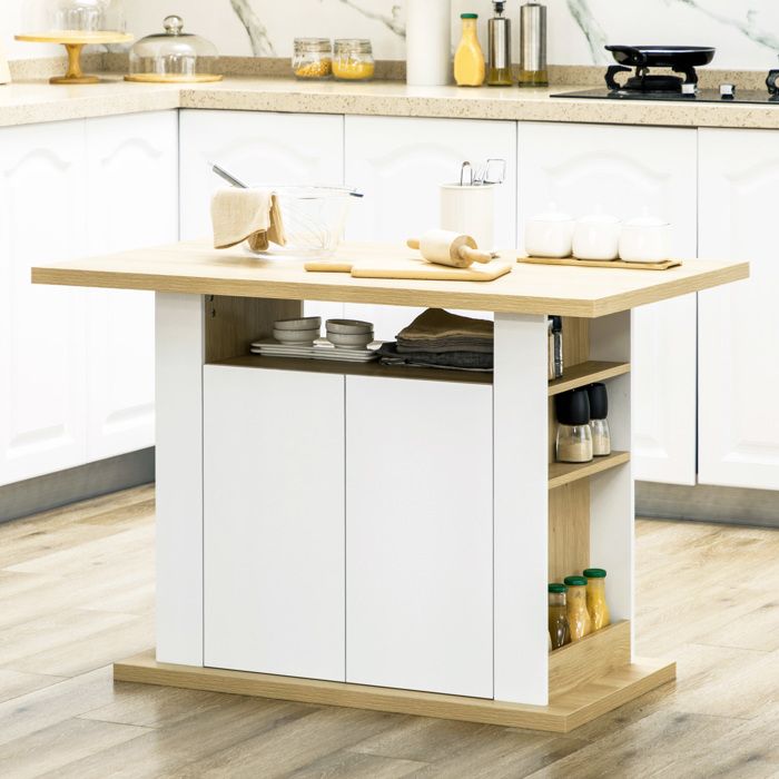 Îlot central - AKOZON - 9087 - 4 portes intégrées - Plateau 4-6 pers - 110x70x755 cm
