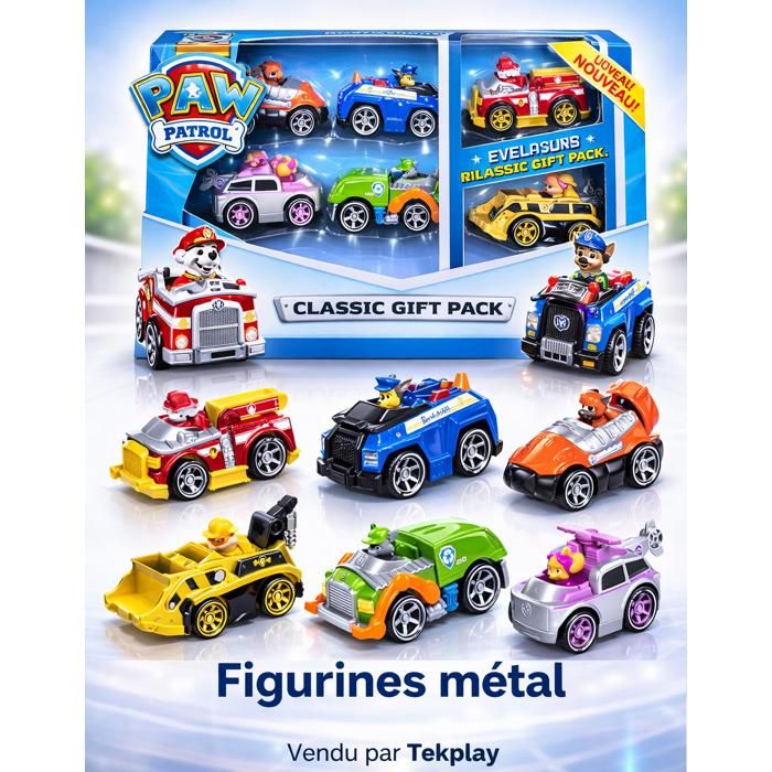 Coffret de 6 Voitures Pat patrouille en métal inspirées du dessin animé - Jouet enfant.