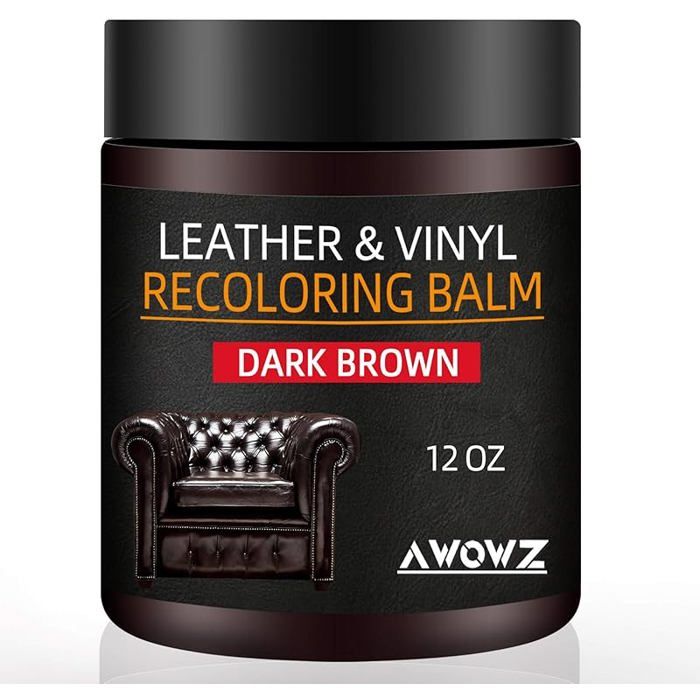 Rénovateur CuirKit Réparation de Rayures Restauration Couleur pour Cuir Décoloré Canapés en Cuir Brun foncé PRODUIT ENTRETIEN CUIR