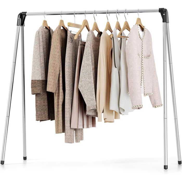 Portant À Vêtements Pliable - Portable Porte Manteau Acier Inoxydable - 15 Kg Capacité -Portant Vetement Solide - Pour Chambre Voy