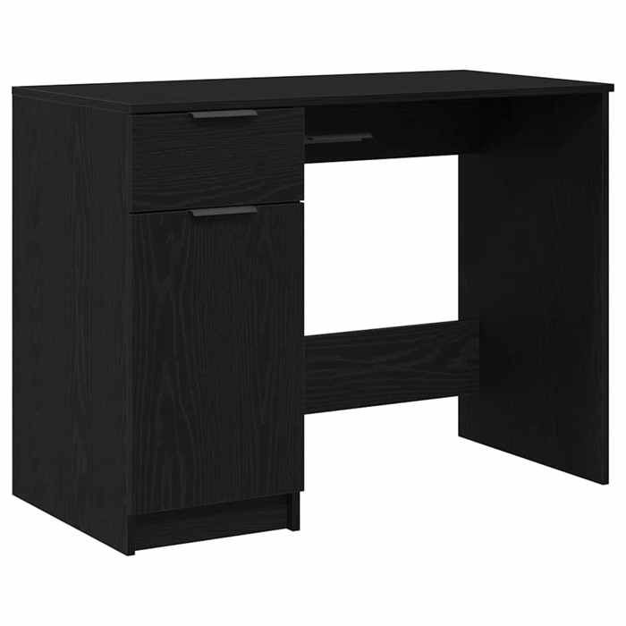Noir Table de travail - Bureau 1 place - avec porte Chêne noir 100x50x75 cm Bois dingénierie m7805